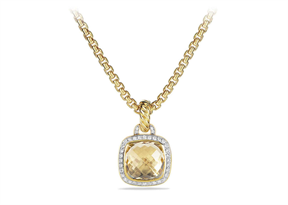 Gold Plated CZ Studded Champagne Cushion Cut Pendant